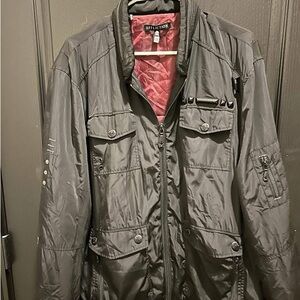 Affliction Men's Charcoal Military Jacket
